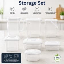 Image of Clear Plastic White Lid Container Storage Box Airtight Kitchen Food Freezer Tub