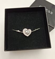 Image of Guess Beloved Heart Crystal Ladies Bracelet To Fit 18-20cm Silver Gift NWT CP1