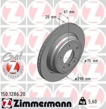 Image of 2x Brake disc Externally Vented 150.1286.20 ZIMMERMANN for BMW ALPINA