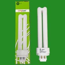 Image of 2x 18W GE G24q-2, 4 pin, CFL PL Light Bulbs 4000K Low Energy Biax D/E 840 Lamp