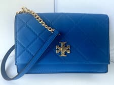 Image of New Tory Burch Women's Crossbody Georgia Turn-Lock Mini Bag Blue Leather