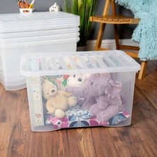 Image of Wham Crystal Storage Box With Clear Lid 5 Pack 60L
