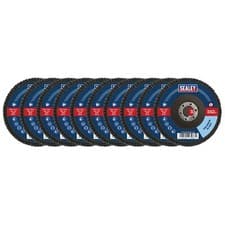 Image of Sealey Assorted Grit Flap Discs Zirconium Ø115mm Ø22mm Bore Pack of 10 FD115MIX