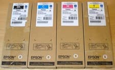 Image of GENUINE EPSON T9451 Black T9452 Cyan T9453 Magenta T9454 Yellow ink  Tatty boxes