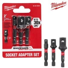 Image of Milwaukee Shockwave Impact Hex SQ Socket Adaptor Set Drive Tool Conversion (3pc)