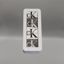 Image of Calvin Klein CK Logo Socks Grey White One Size 4 Pack Gift Tin Cotton Blend
