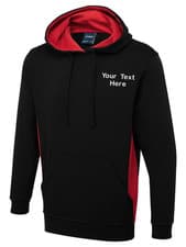 Image of Personalised Uneek Two Tone Hooded Sweatshirt Embroidered Text Logo Unisex Gifts