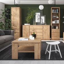 Image of Fribo Tall Bookcase with 3 Drawers Oak 50x200x40cm New