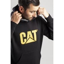Image of Caterpillar Trademark Hooded Sweatshirt Black Embroidered logo on chest, Front