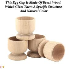 Image of Apollo 4pcs Set Beech Wood Egg Cups Natural Wooden Breakfast Durable & Stylish