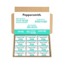 Image of Peppersmith Peppermint Gum, Vegan, Xylitol, Sugar-Free, Oral Health, 12x15g