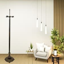 Image of Vintage Antique Brass Floor Lamp Base 66" Tall Dual Socket Sturdy Metal Stand