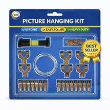 Image of Picture Hanging Kit Wall Frame Hanging Set Hooks Nails Wire Level Kit