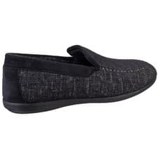 Image of Cotswold Stanley Loafer Slipper Black  Subtle moccasin toe with contrast stitch