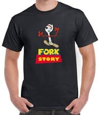 Image of Ladies Mens Disney Pixar Toy Story 4 Inspired Fork Story T-Shirt Woody Buzz
