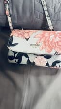 Image of Guess 1981 Grey Floral Seraphina Mini Crossbody Flap Bag £35