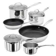 Image of Stellar 6pc Cookware Set - Stainless Steel, Draining Lids, Induction Compatible