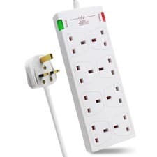 Image of Extrastar 8 Gang Extension Lead 5m White Surge Protected