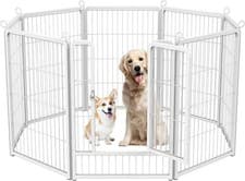 Image of 8 Panel Dog Playpen Metal Pet Pen Heavy Duty Indoor/Outdoor Fence 80cm white