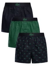 Image of Lacoste Men's 3 Pack Woven Boxer Trunks, Multicoloured