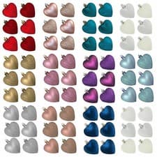 Image of Christmas Tree Heart Baubles Glitter & Matte Hanging Decorations
