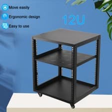 Image of 12U 19inch Rackmount Server Frame Network Cabinet Open Frame Server Rack Black