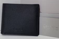 Image of Calvin Klein Wallet Bifold Mens Platinum Black Saffiano Pebble Leather BNIB Rare