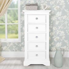 Image of White Bedroom Furniture Wooden Chest of Drawers Bedside Table Robe GAINSBOROUGH
