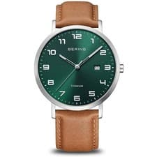 Image of Bering Men's Wristwatch Titanium - 18640-568 Leather