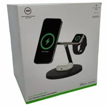 Image of BELKIN 3-IN-1 MAGSAFE CHARGER CHARGING DOCK STAND FOR APPLE IPHONE AIRPODS WATCH