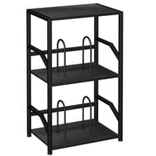 Image of LOAKEKEL Record Player Stand, 3-Tier Bedside Table with Record Storage, Side ...
