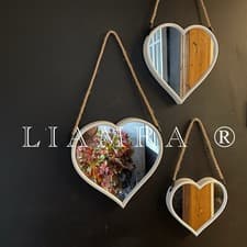 Image of White Wall Mirror , Set Of 3 Mirrors , White Heart Mirror , Wall Mirror Art Deco