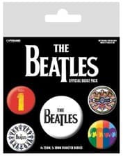 Image of OFFICIAL LICENSED - THE BEATLES - BLACK 5 BADGE PACK POP LENNON McCARTNEY