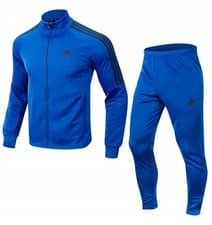 Image of Mens Adidas Tracksuit Set Bottoms Top Jacket Blue Trousers Track Pants Premium