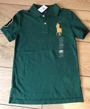 Image of BNWT RALPH LAUREN Polo Racing GREEN T-shirt top. Large pony logo. 7 yr, 6-7