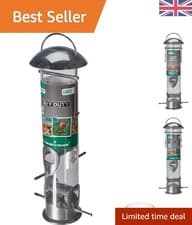 Image of Durable Heavy Duty Seed Feeder - Polished Aluminum for Wildlife Attraction