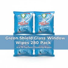 Image of Green Shield Glass & Window Wipes 280 Pack | 4 x 70 Surface Cleaning Wipes