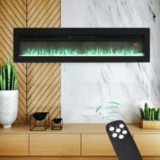 Image of Black 60inch Wall Mounted Electric Fire Built-in Fireplace Freestand LED 9 Flame