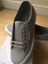Image of Superga 2750 Ladies Cotu Classic Light Grey Canvas Sz Uk 6.5 Brand New With Box