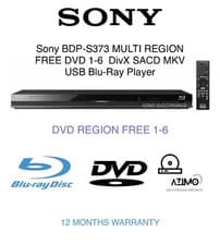 Image of Sony BDP-S373 Exclusive Model Multi Region DVD 1-6 Blu-Ray Player RR