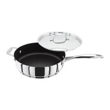 Image of STELLAR 7000 NON STICK 24CM SAUTE PAN & LID FORGED HANDLE INDUCTION S718