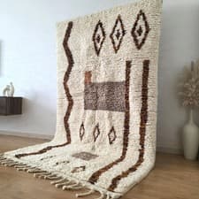 Image of Moroccan Beni Ourain Rug – Handmade Wool Carpet – Authentic Berber Wool Shag Rug