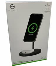 Image of BELKIN 2-IN-1 QI MAGSAFE PHONE CHARGER STAND DOCK FOR APPLE IPHONE & AIRPODS BK