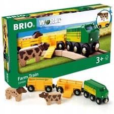 Image of Farmer's Train with Animals - Wooden Toy Railway Set