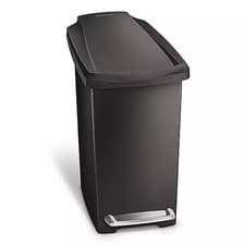 Image of Simplehuman Slim Plastic Pedal Bin - 10 Ltr - Black - LA 550