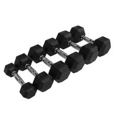 Image of Hex Dumbbells Cast Iron Rubber Encased 2.5kg-50kg Home Gym Weights Set Pairs