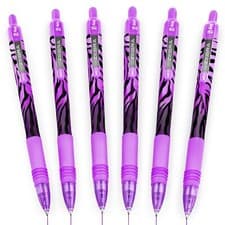 Image of Zebra Z-Grip Smooth Ballpoint Pen Funky Flame Stripe Pink Barrel Violet 6 Pack