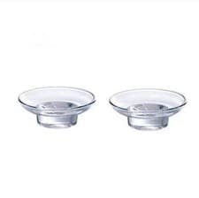 Image of PACK OF 2 / Standard Replacement Glass Soap Dish High Quality New - Transparent