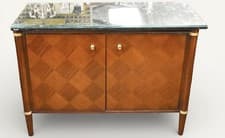 Image of contemporary Regency style marble top sideboard with checkerboard