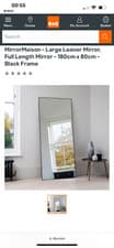 Image of Large Black Thin Framed Leaner Mirror minimalist scandi bathroom bedroom decor
